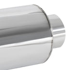 Universal 3" Inlet/4" Outlet Stainless Steel Spiral Flow Exhaust Muffler w/ Silencer