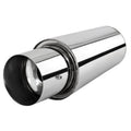 Universal 3" Inlet/4" Outlet Stainless Steel Spiral Flow Exhaust Muffler w/ Silencer
