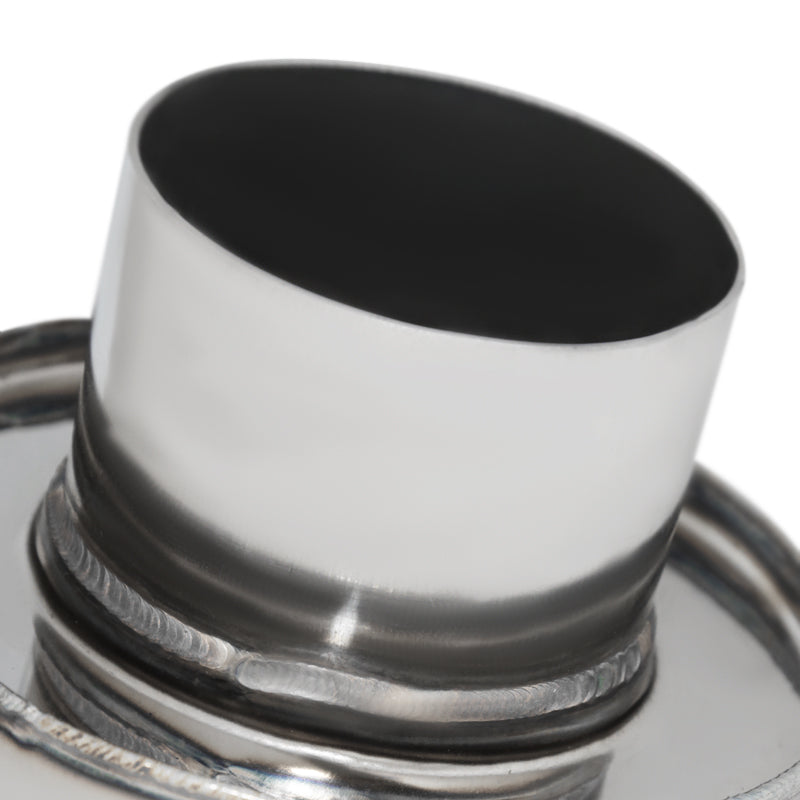 Universal 3" Inlet/4" Outlet Stainless Steel Spiral Flow Exhaust Muffler w/ Burnt Tip