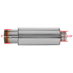 Universal 2.5" Inlet/4" Outlet Stainless Steel Spiral Flow Exhaust Muffler w/ Burnt Tip