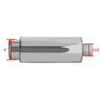 Universal 2.5" Inlet/4" Outlet Stainless Steel Spiral Flow Exhaust Muffler w/ Slanted Tip