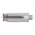 Universal 3" Inlet/4" Outlet Stainless Steel Spiral Flow Exhaust Muffler w/ Slanted Tip
