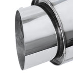 Universal 3" Inlet/4" Outlet Stainless Steel Spiral Flow Exhaust Muffler w/ Slanted Tip