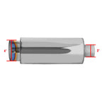 Universal 3" Inlet/4" Outlet Stainless Steel Spiral Flow Exhaust Muffler w/ Slanted Burnt Tip