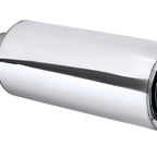 Universal 2.5" Inlet/4" Outlet Stainless Steel Spiral Flow Exhaust Muffler w/ Slanted Tip