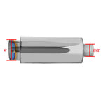 Universal 2.5" Inlet/4" Outlet Stainless Steel Spiral Flow Exhaust Muffler w/ Slanted Burnt Tip