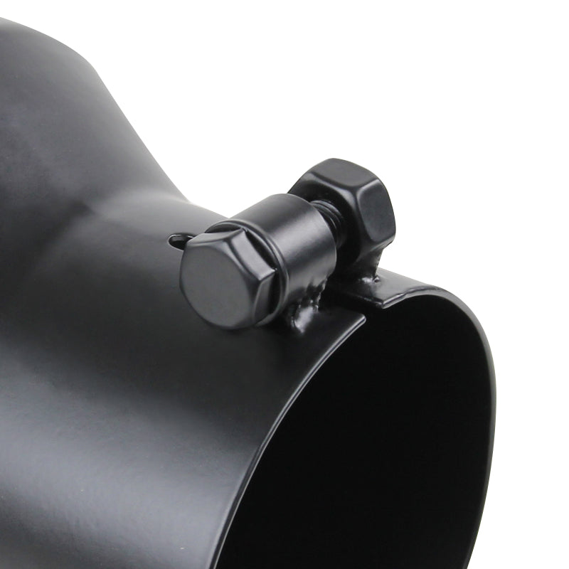 Universal 4" Inlet/6" Outlet Black Stainless Steel Bolt-On Angled Exhaust Tip