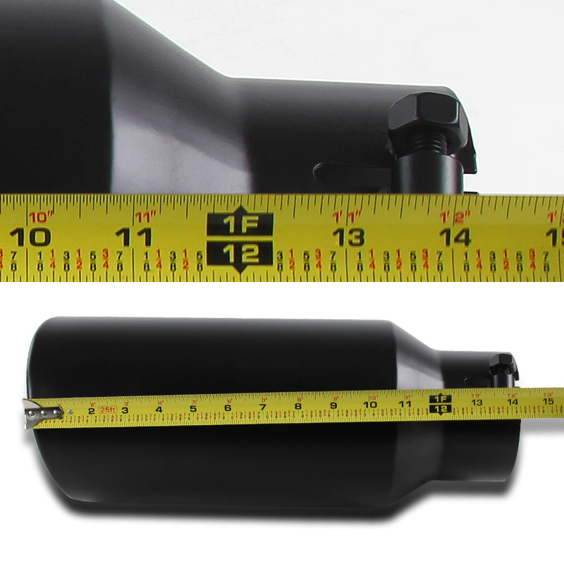 Universal 4" Inlet/6" Outlet Black Stainless Steel Bolt-On Angled Exhaust Tip