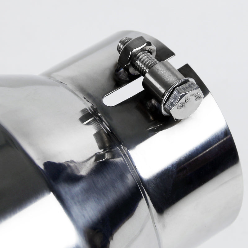 Universal 4" Inlet/6" Outlet Chrome Stainless Steel Bolt-On Angled Exhaust Tip