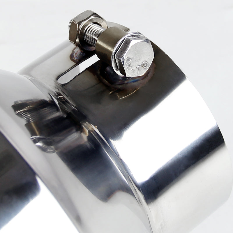 Universal 5" Inlet/8" Outlet Chrome Stainless Steel Bolt-On Angled Exhaust Tip