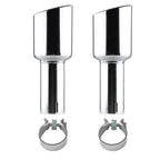 Universal 2.5" Inlet/4.125" Outlet Chrome Stainless Steel Angled Exhaust Tips - 2PC