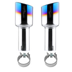 Universal 2.5" Inlet/4.125" Outlet Chrome Stainless Steel Angled Burnt Blue Exhaust Tips - 2PC