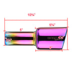 Universal 2.5" Inlet/4.125" Outlet Rainbow Stainless Steel Angled Burnt Purple Exhaust Tips - 2PC