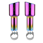 Universal 2.5" Inlet/4.125" Outlet Rainbow Stainless Steel Angled Burnt Purple Exhaust Tips - 2PC