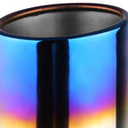 Universal 2.5" Inlet/3.875" Outlet Chrome Stainless Steel Angled Burnt Blue Exhaust Tips - 2PC