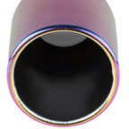 Universal 2.5" Inlet/3.875" Outlet Rainbow Stainless Steel Angled Burnt Purple Exhaust Tips - 2PC