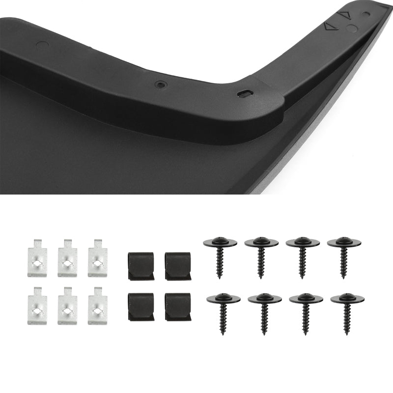 2015-2018 Ford F-150 Black ABS Front & Rear Mud Flap Splash Guards (Models without OEM Wheel Lip Moldings)