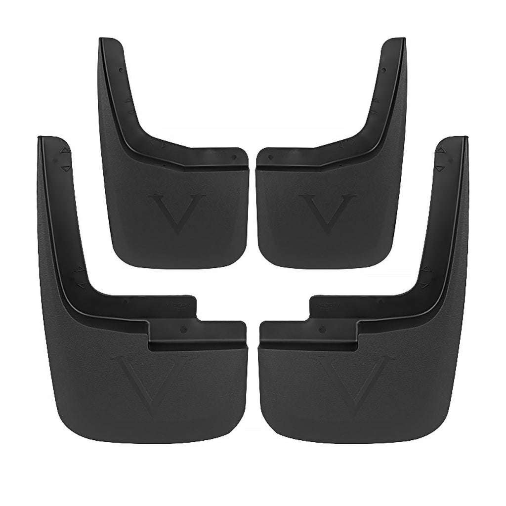 2015-2018 Ford F-150 Black ABS Front & Rear Mud Flap Splash Guards (Models with OEM Wheel Lip Moldings)