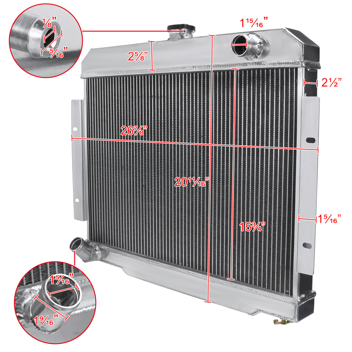 1970-1985 Jeep CJ Series Aluminum 3-Row Performance Cooling Radiator