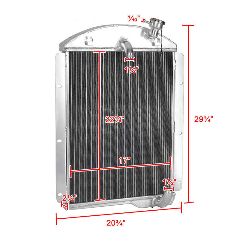 1941-1946 Chevrolet Pickup L6 6CYL Aluminum 3-Row Performance Radiator