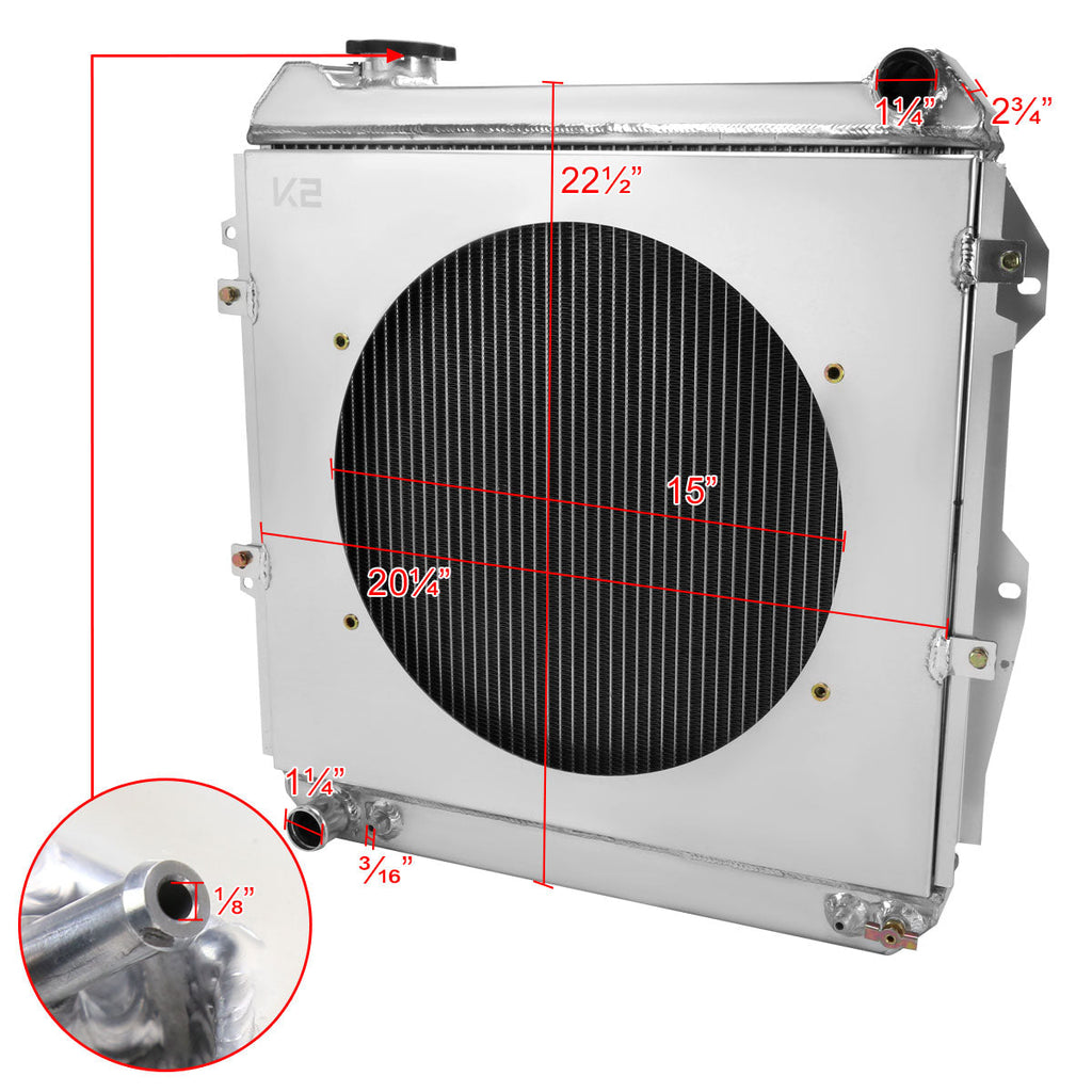 1988-1995 Toyota Pickup/4Runner V6 3 Row Radiator with Fan Shroud