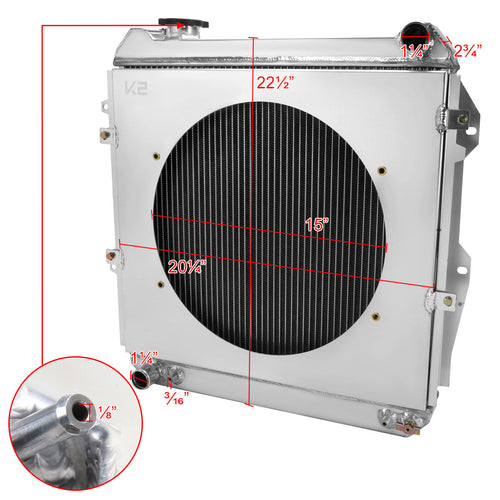1988-1995 Toyota Pickup/4Runner V6 3 Row Radiator with Fan Shroud