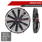 Universal 14 Inch 12V/160W Radiator Cooling Fan Kit