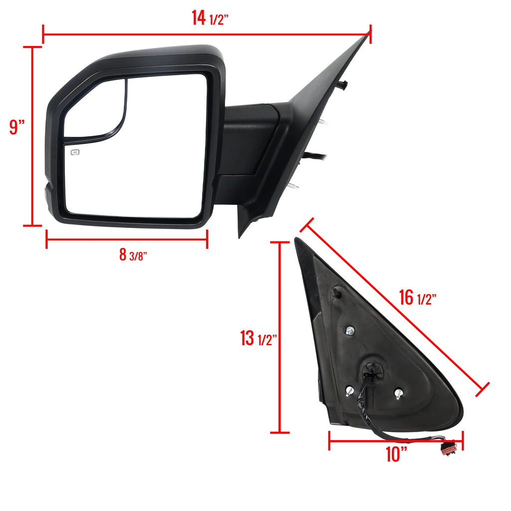 2003-2006 Ford Expedition Matte Black Power Adjustable & Heated Side Mirrors w/ LED Turn Signal Lights