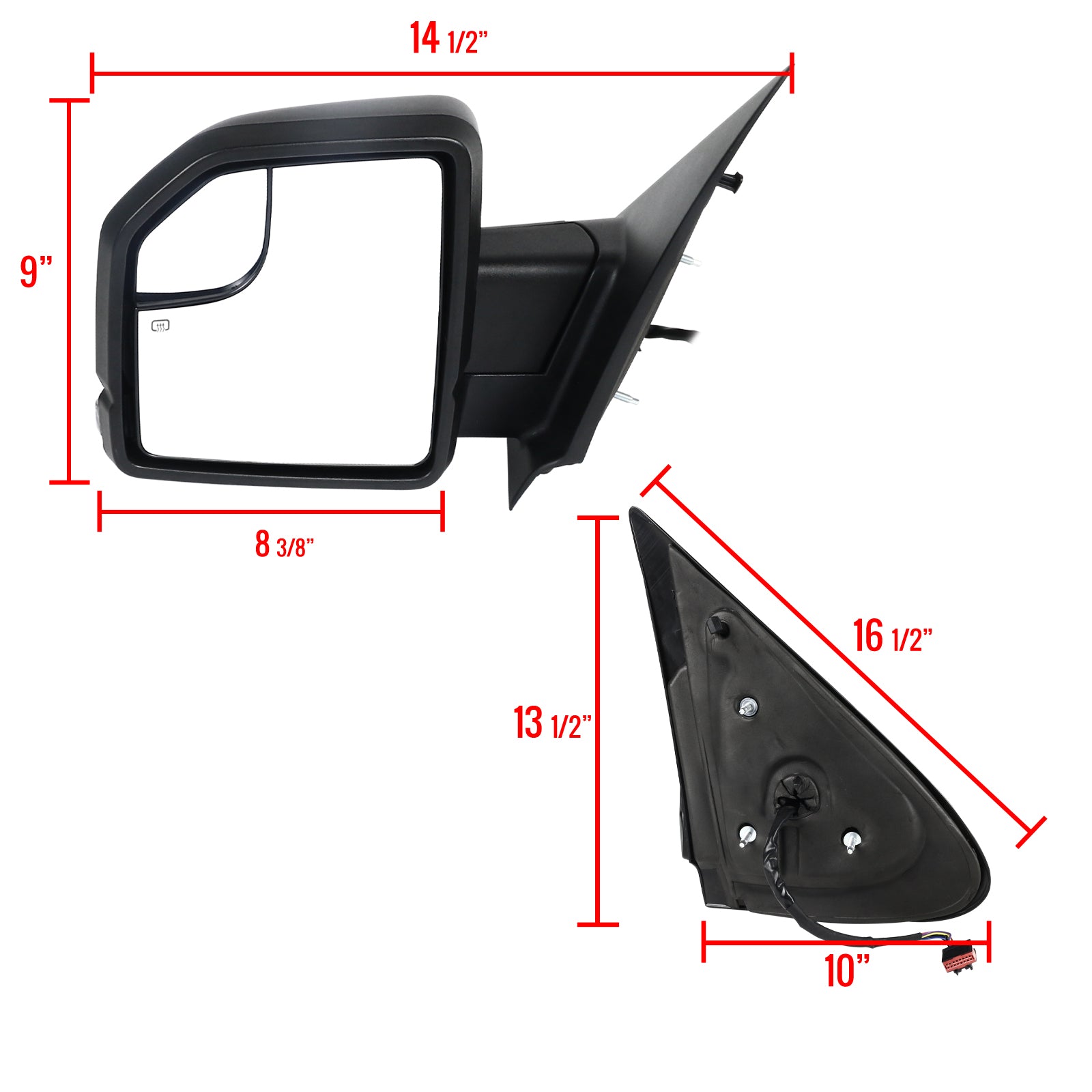 2003-2006 Ford Expedition Matte Black Power Adjustable & Heated Side Mirrors w/ LED Turn Signal Lights