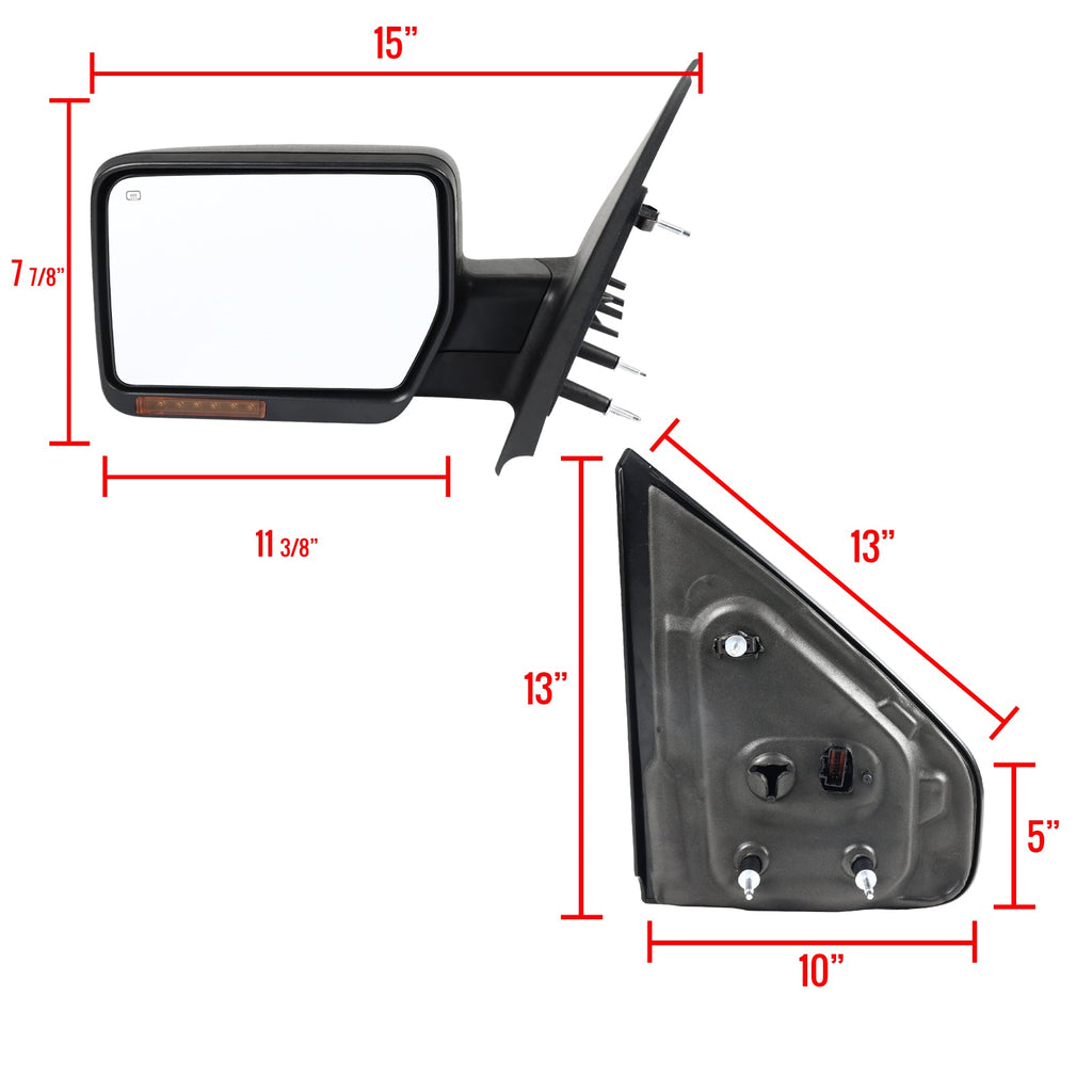 2004-2006 Ford F-150 Black Power Adjustable & Heated Side Mirror w/ LED Turn Signal - Driver Side Only