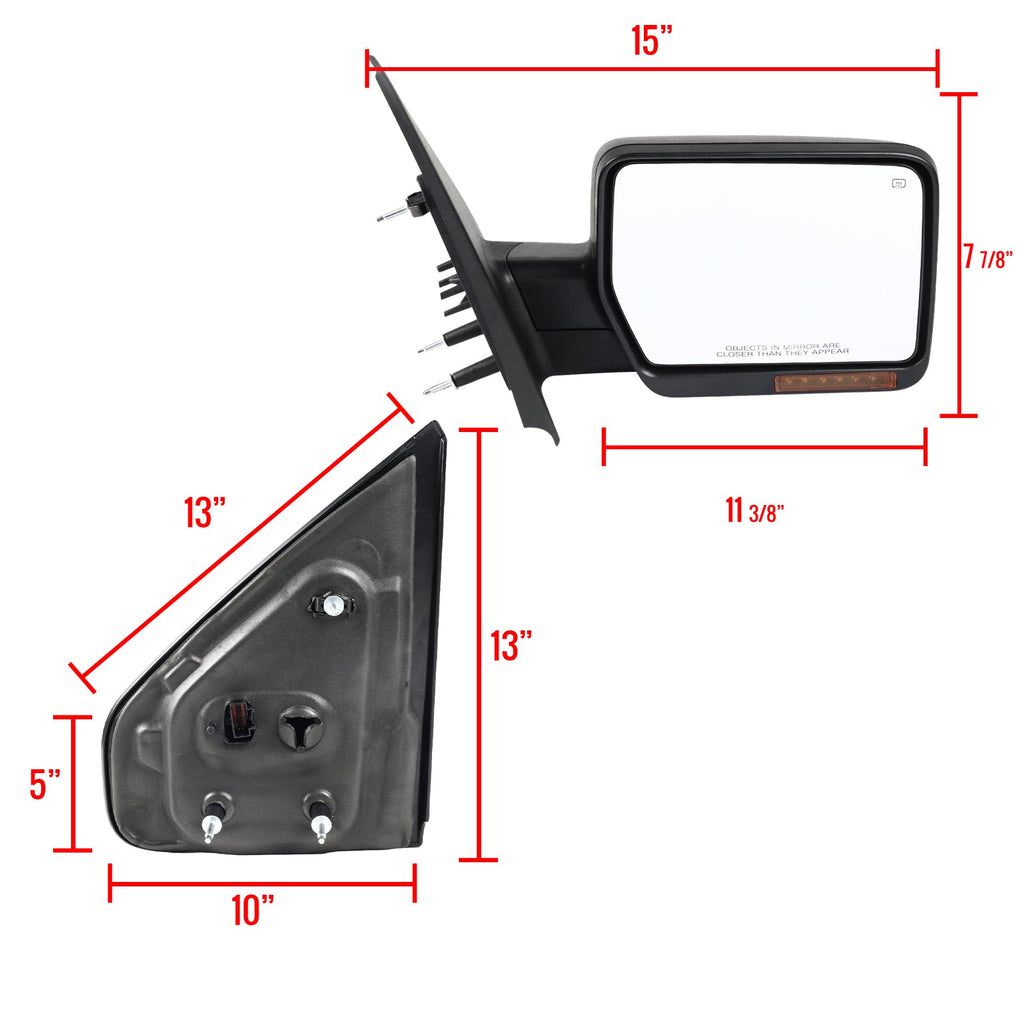 2004-2006 Ford F-150 Black Power Adjustable & Heated Side Mirror w/ LED Turn Signal - Passenger Side Only