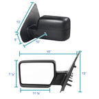 2004-2006 Ford F-150 Black Manual Adjustable Side Mirrors