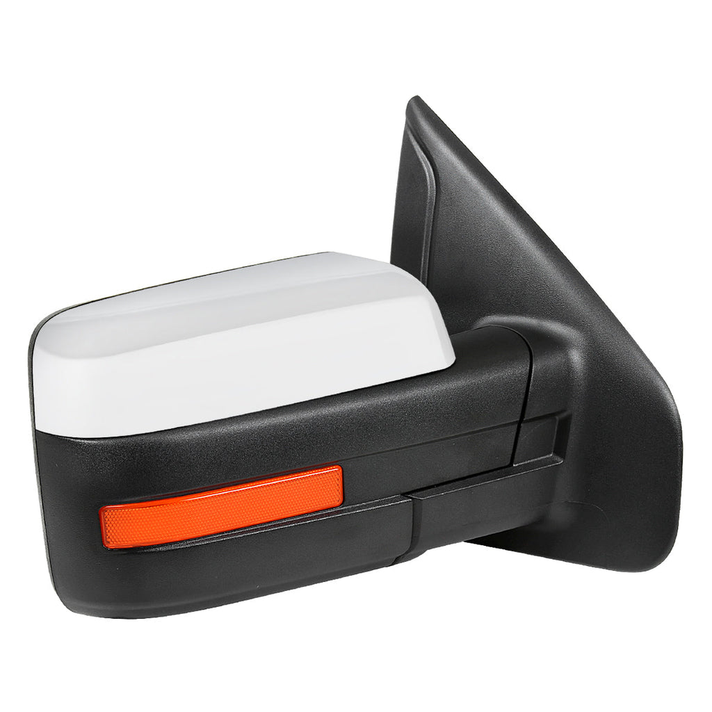 2007-2014 Ford F-150 Chrome Power Adjustable & Heated Side Mirror w/ LED Amber Turn Signal & Puddle Light - Passenger Side Only