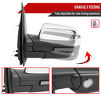 2007-2014 Ford F150 Chrome Power Adjustable & Heated Side Mirrors w/ LED Turn Signal and Puddle Light - Pair