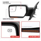 2007-2014 Ford F150 Chrome Power Adjustable & Heated Side Mirrors w/ LED Turn Signal and Puddle Light - Pair