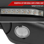 2007-2014 Ford F150 Chrome Power Adjustable & Heated Side Mirrors w/ LED Turn Signal and Puddle Light - Pair