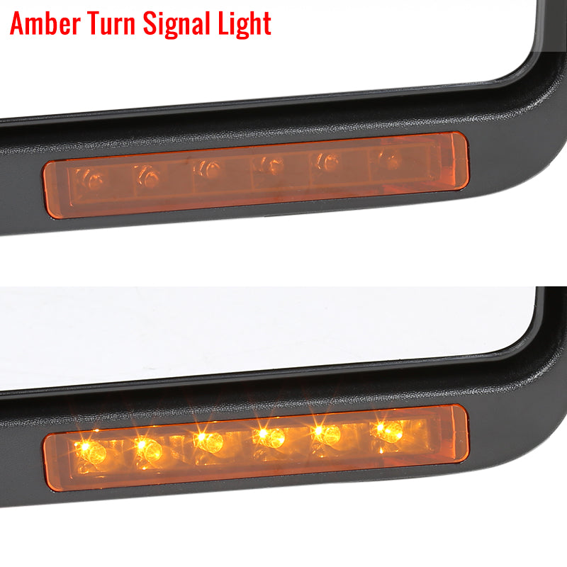 2007-2014 Ford F-150 Black Power Adjustable & Heated Side Mirror w/ LED Amber Turn Signal & Puddle Light - Passenger Side Only
