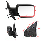 2007-2014 Ford F-150 Black Power Adjustable & Heated Side Mirror w/ LED Amber Turn Signal & Puddle Light - Passenger Side Only