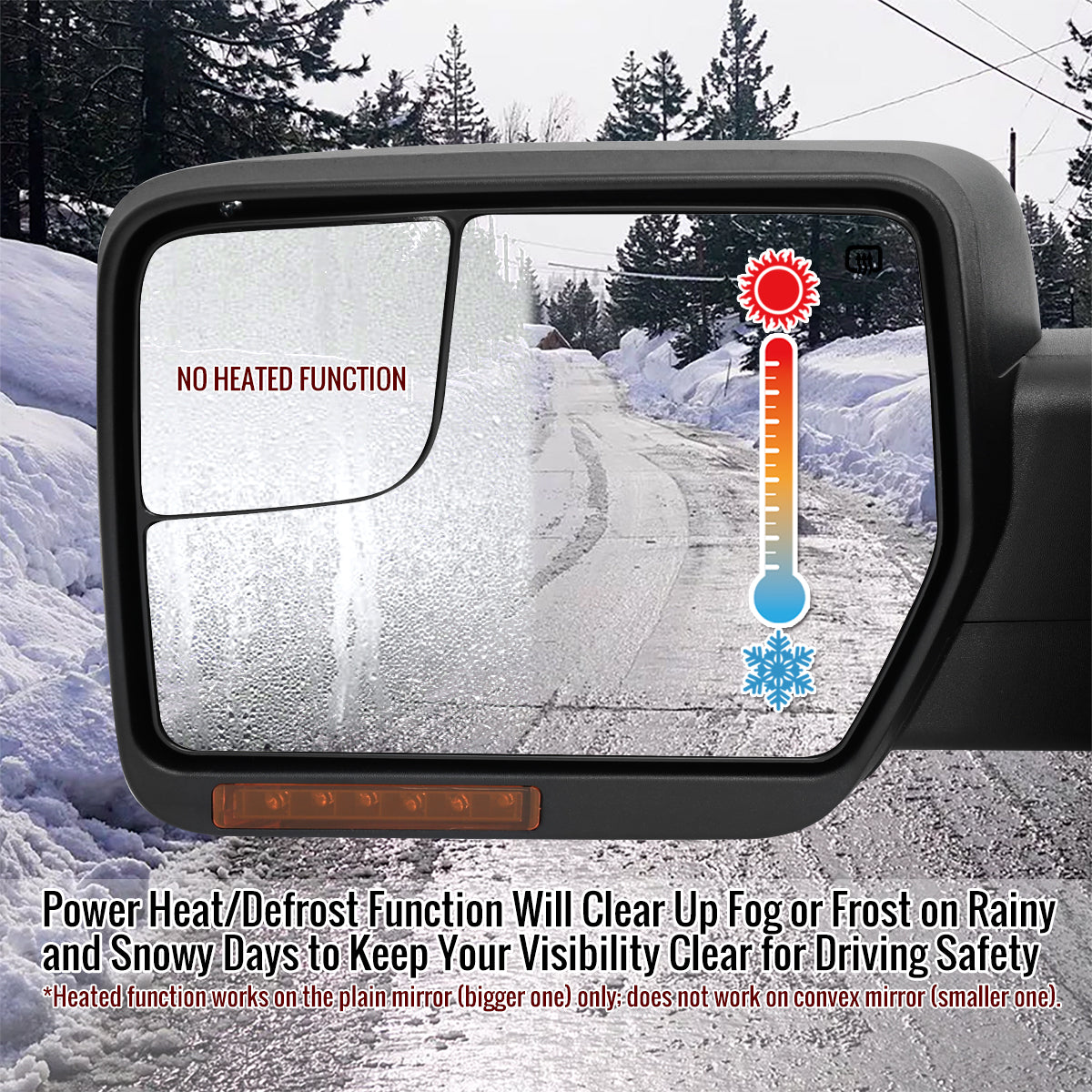 2007-2014 Ford F150 Black Power Adjustable & Heated Side Mirrors w/ LED Turn Signal and Puddle Light - Pair
