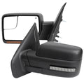 2007-2014 Ford F150 Black Power Adjustable & Heated Side Mirrors w/ LED Turn Signal and Puddle Light - Pair