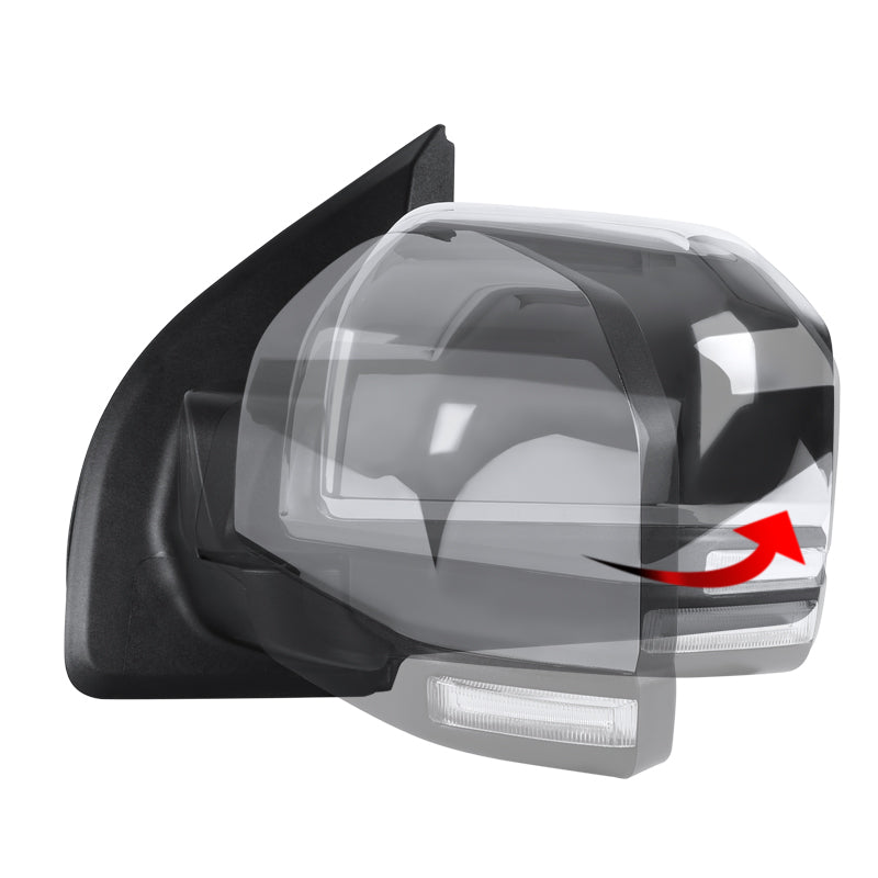 2015-2020 Ford F-150 Chrome Power Adjustable & Heated Side Mirror w/ LED Turn Signal Light - Driver Side Only