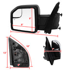2015-2020 Ford F-150 Chrome Power Adjustable & Heated Side Mirror w/ LED Turn Signal Light - Driver Side Only