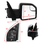 2015-2020 Ford F-150 Chrome Power Adjustable & Heated Side Mirror w/ LED Turn Signal Light - Passenger Side Only