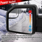 2015-2020 Ford F-150 Black Power Adjustable & Heated Side Mirror w/ LED Turn Signal Light - Driver Side Only