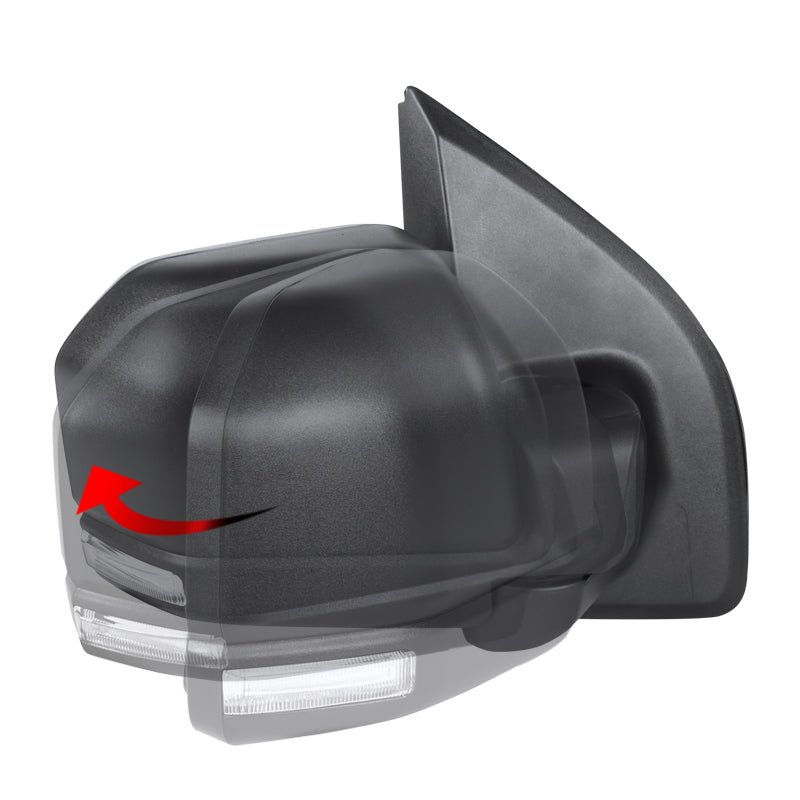 2015-2020 Ford F-150 Black Power Adjustable & Heated Side Mirror w/ LED Turn Signal Light - Passenger Side Only
