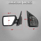 2021-2025 Ford F-150 Chrome Power Adjustable, Manual Fold & Heated Side Mirror - Driver Side Only