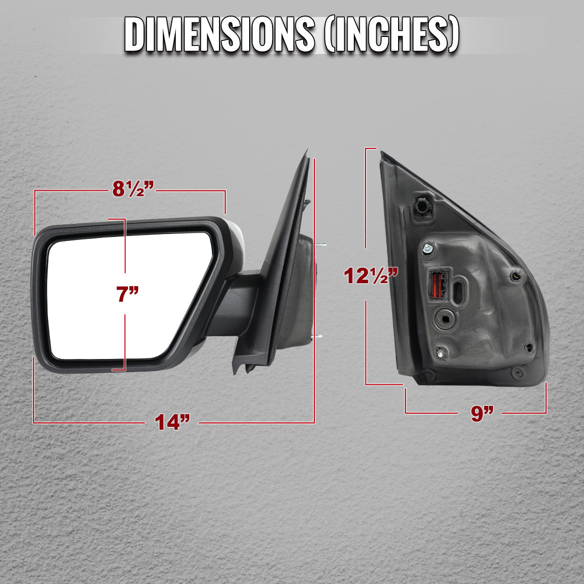 2021-2025 Ford F-150 Chrome Power Adjustable, Manual Fold & Heated Side Mirror - Driver Side Only