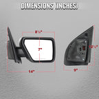 2021-2025 Ford F-150 Chrome Power Adjustable, Manual Fold & Heated Side Mirror w/ t Temperature Sensor - Passenger Side Only