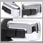 2021-2025 Ford F-150 Chrome Power Adjustable, Manual Fold, BSD & Heated Side Mirror w/ LED DRL Turn Signal Light - Driver Side Only