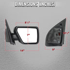 2021-2025 Ford F-150 Black Power Adjustable, Manual Fold & Heated Side Mirror w/ t Temperature Sensor - Passenger Side Only